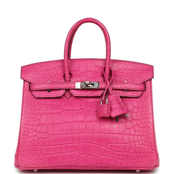 Hermes Birkin 25 Rose Shocking Matte Alligator Palladium Hardware