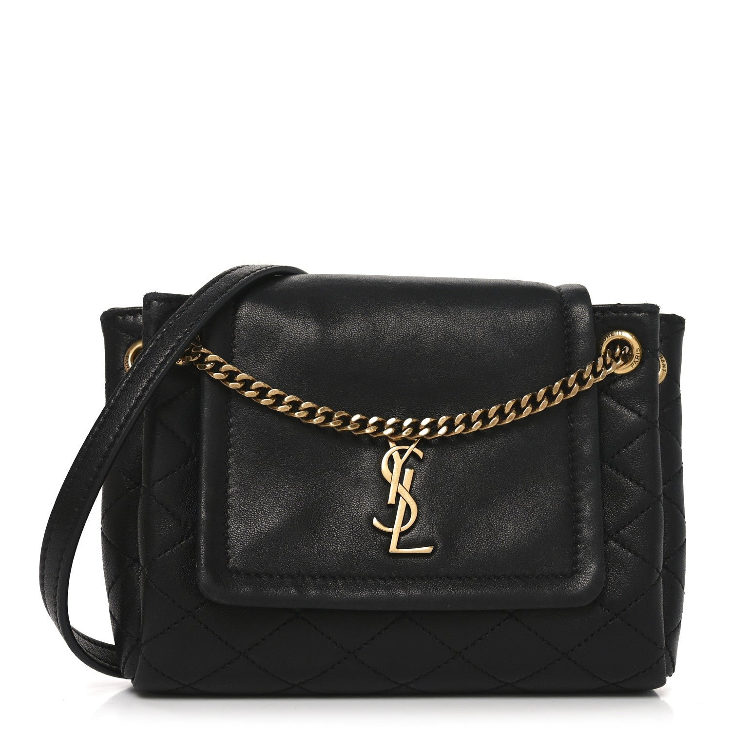 Saint Laurent Lambskin Quilted Monogram Mini Nolita Black
