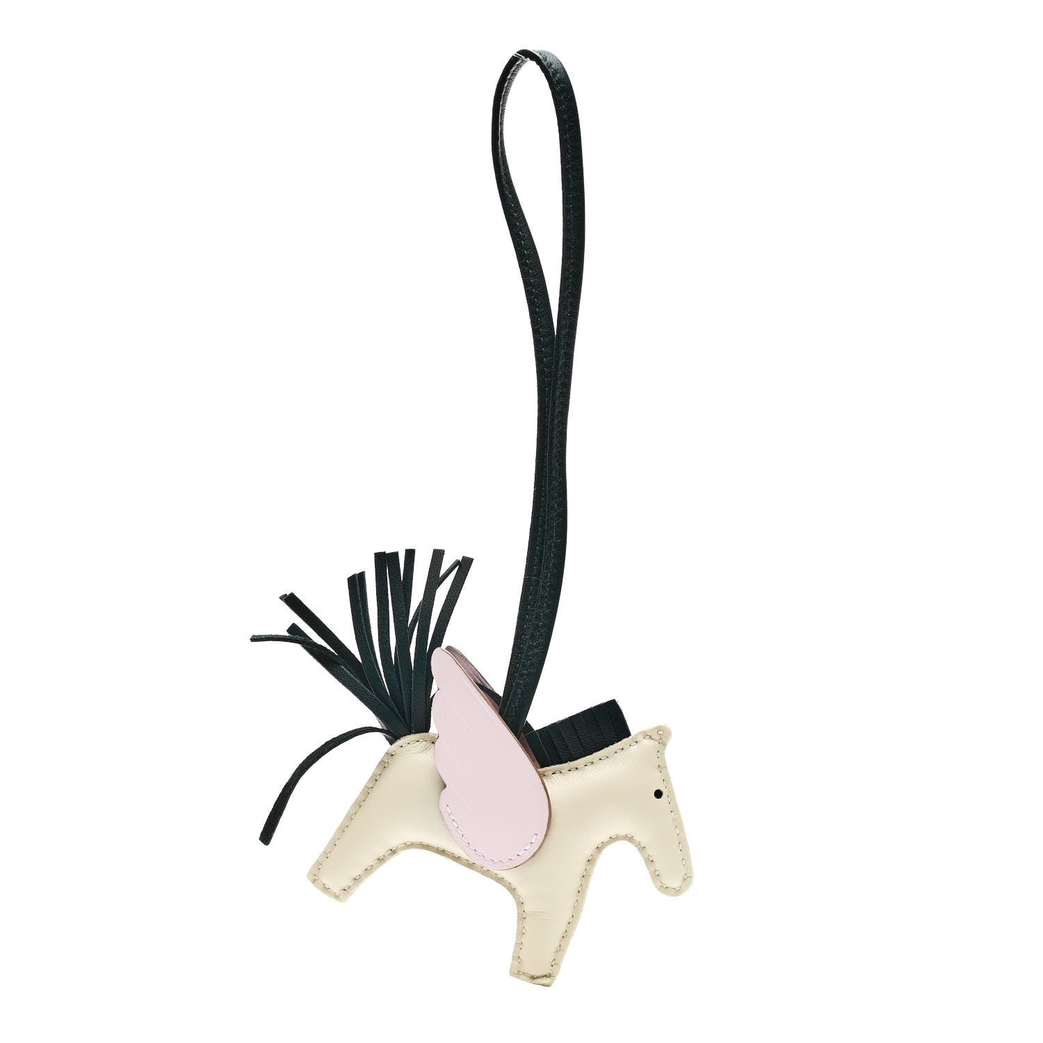 Hermes Milo Lambskin Grigri Rodeo Pegase Horse Bag Charm PM Craie Mauve Pale Vert Cypress