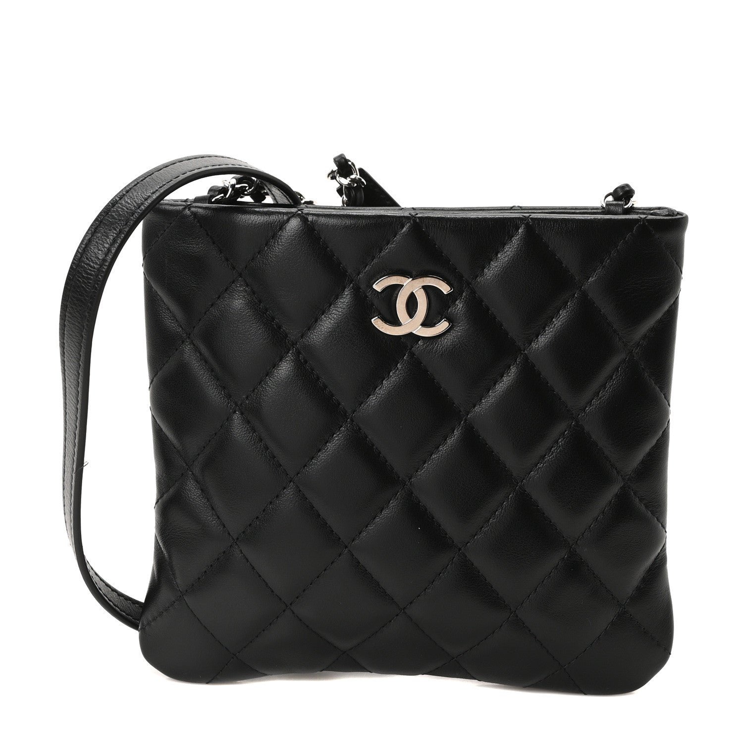 Chanel Lambskin Quilted Uniform Crossbody Bag Black