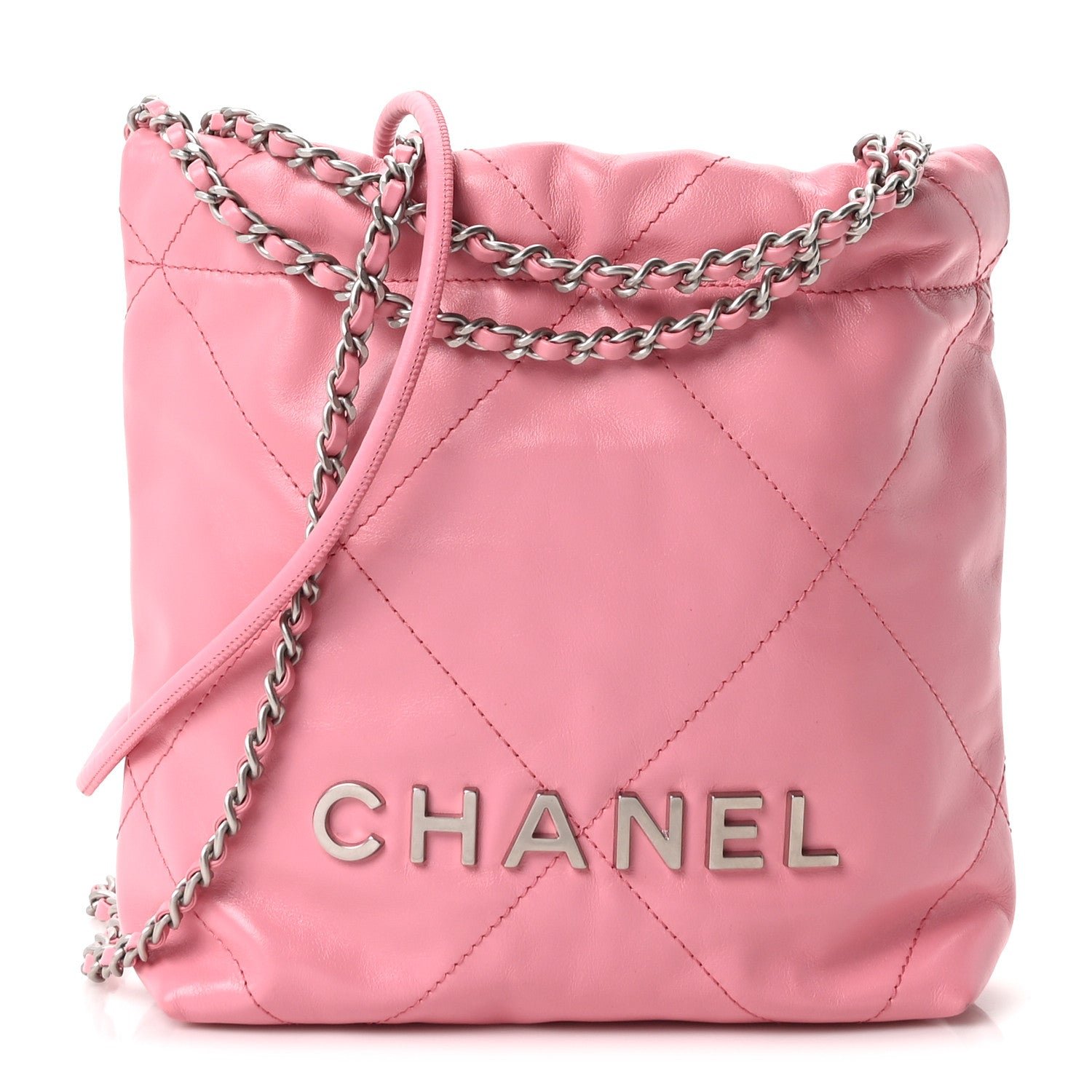 Chanel Shiny Calfskin Quilted Mini Chanel 22 Pink