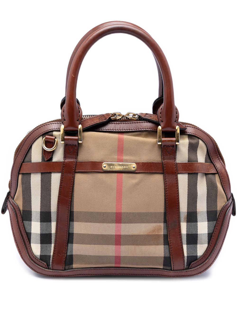 2000-2017 Small Leather Trimmed House Check Canvas Bridle Orchard satchel