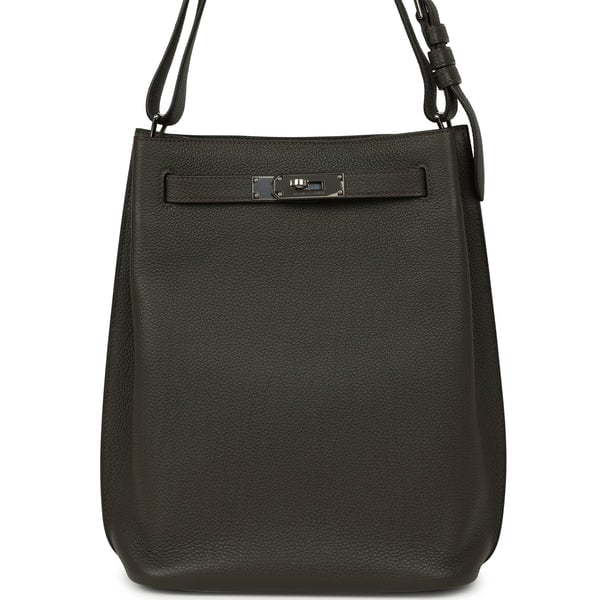 Pre-owned Hermes So Kelly 22 Vert de Gris Togo Palladium Hardware