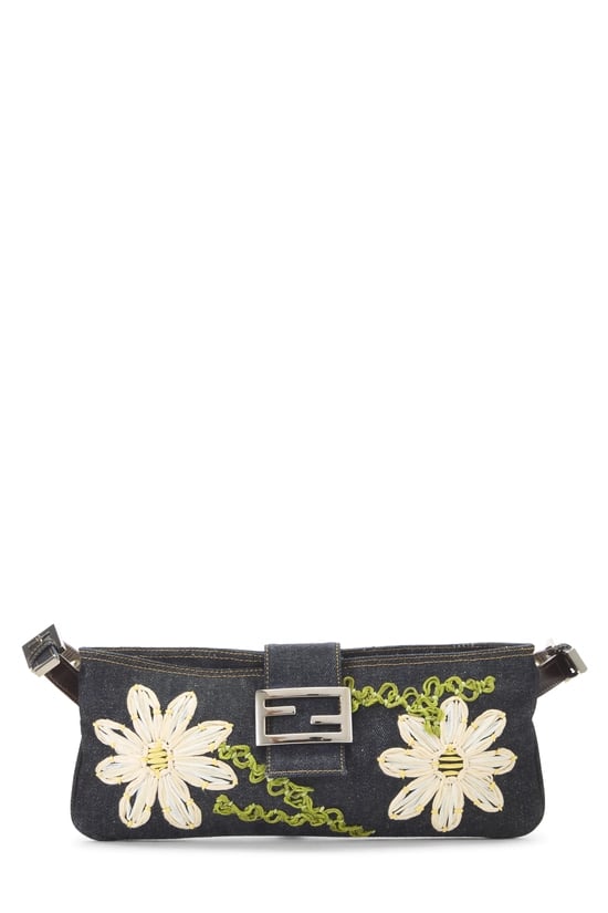 Navy Embroidered Shoulder Bag