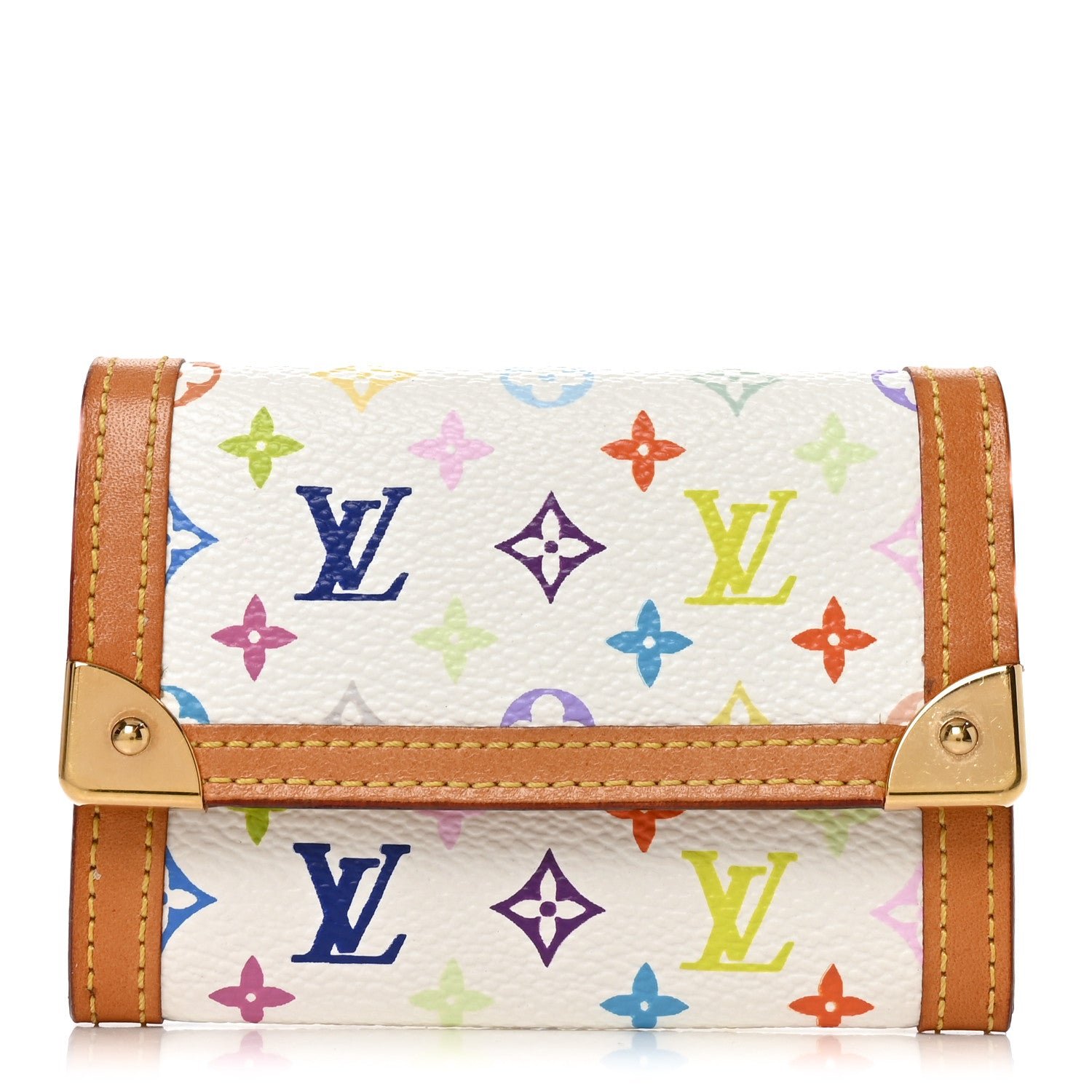 Louis Vuitton Multicolor Porte-Monnaie Plat Coin Purse White