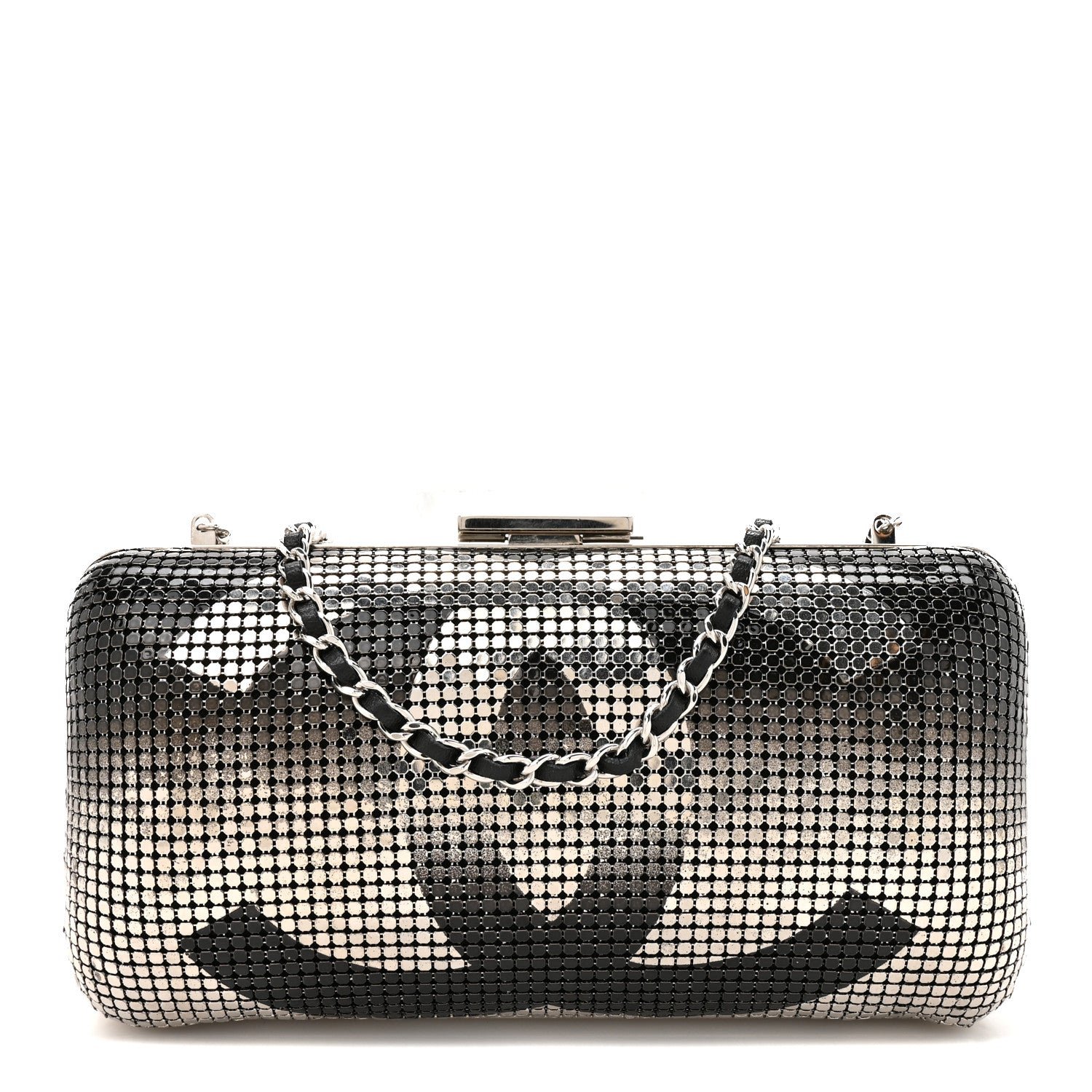 Chanel Metallic Lambskin Perforated Hollywood Clutch Silver