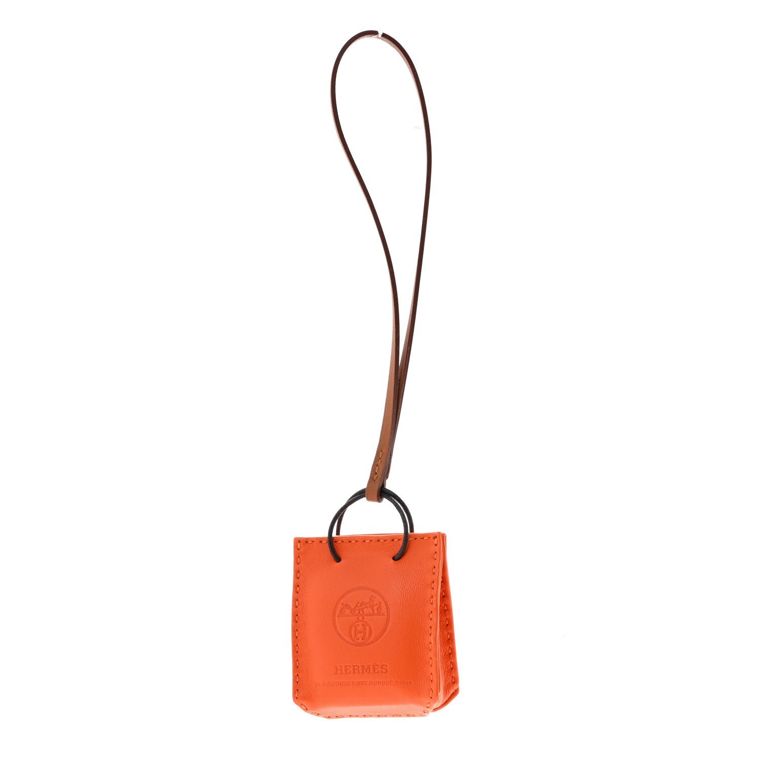 Hermes Milo Lambskin Swift Shopping Bag Charm Feu Gold