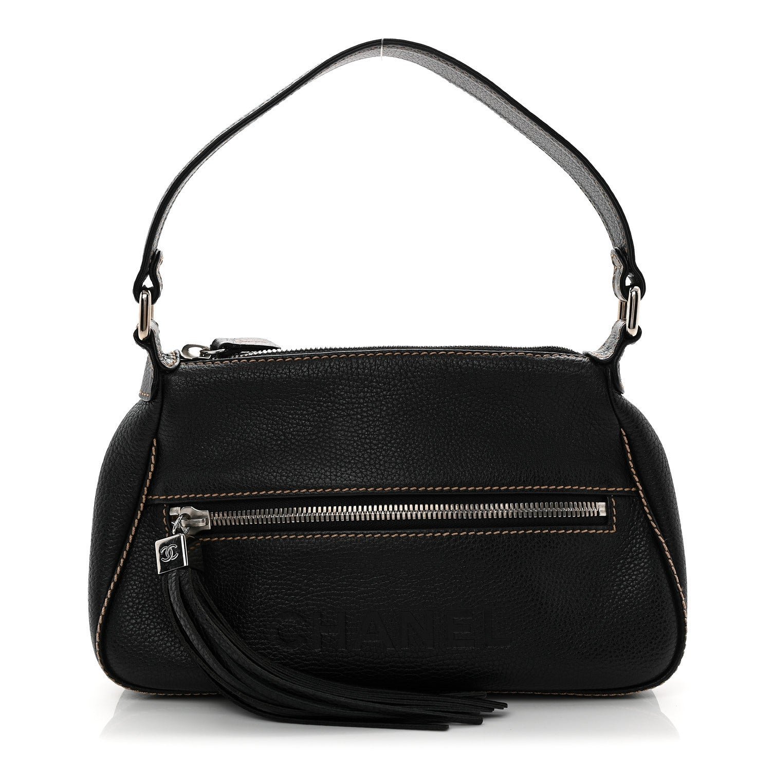 Chanel Chanel Grained Calfskin Tassel Shoulder Bag Black