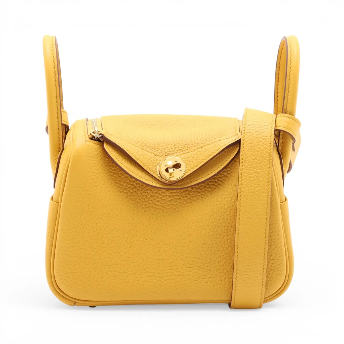 Hermès Lindy mini 20 Taurillon Clemence Sun Gold Metal Fittings