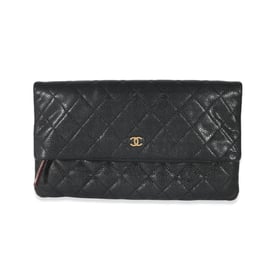 Chanel Chanel Black Quilted Caviar CC Flap Clutch