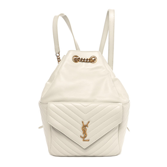 Saint Laurent Lambskin Matelasse Monogram Joe Backpack Cream