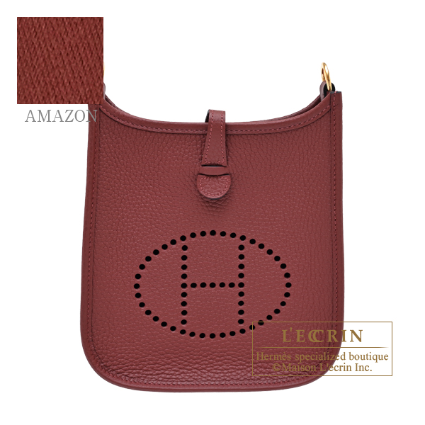 Hermes Evelyne Amazon bag TPM Rouge H Clemence leather Gold hardware Bandouliere 111cm