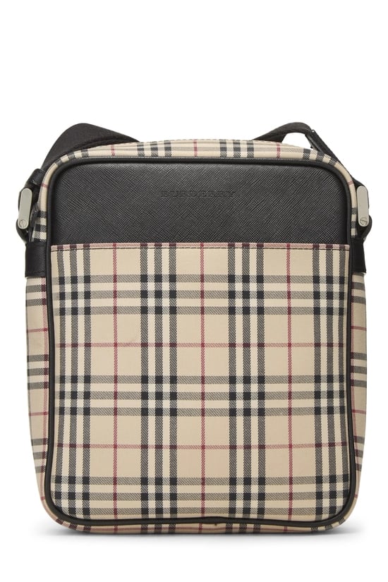 Burberry Brown Jacquard House Check Vertical Camera Bag Medium