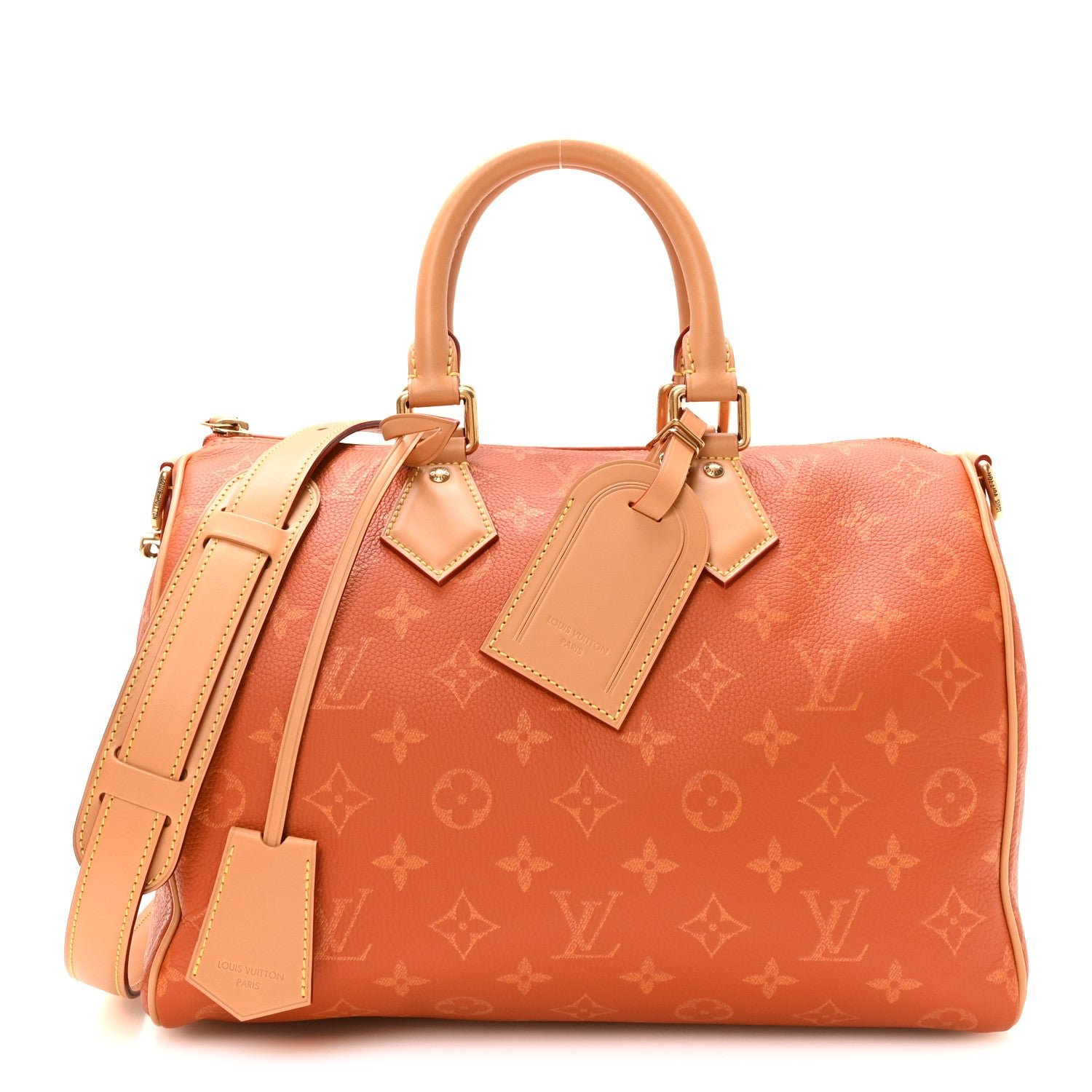 Louis Vuitton Calfskin Monogram Speedy P9 Bandouliere 30 Ocre