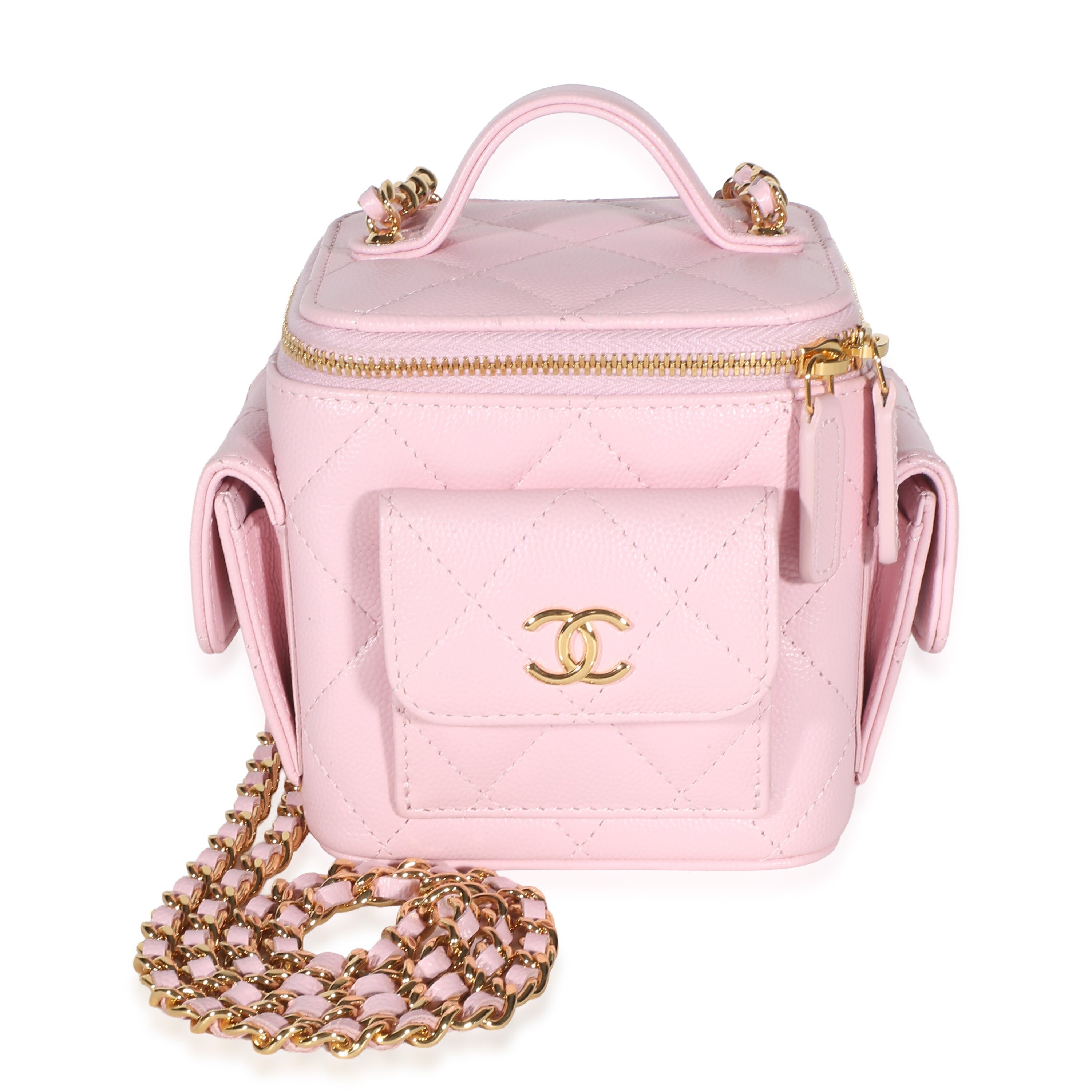 Pink Quilted Caviar Polly Pocket Mini Vanity With Chain