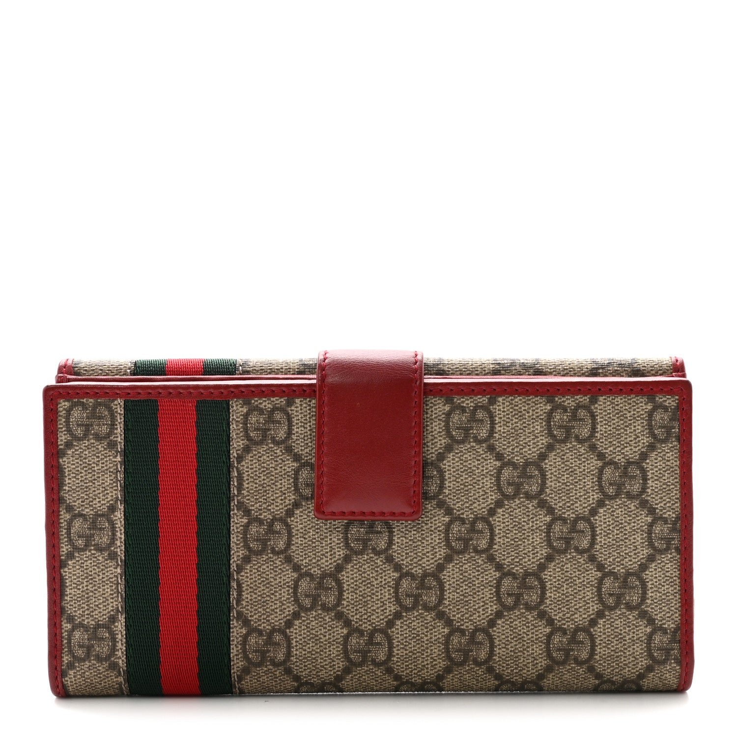 Gucci GG Supreme Monogram Web Continental Wallet Red
