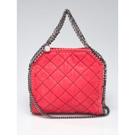 Stella McCartney Stella McCartney Pink Quilted Faux Leather Falabella Small Tote Bag