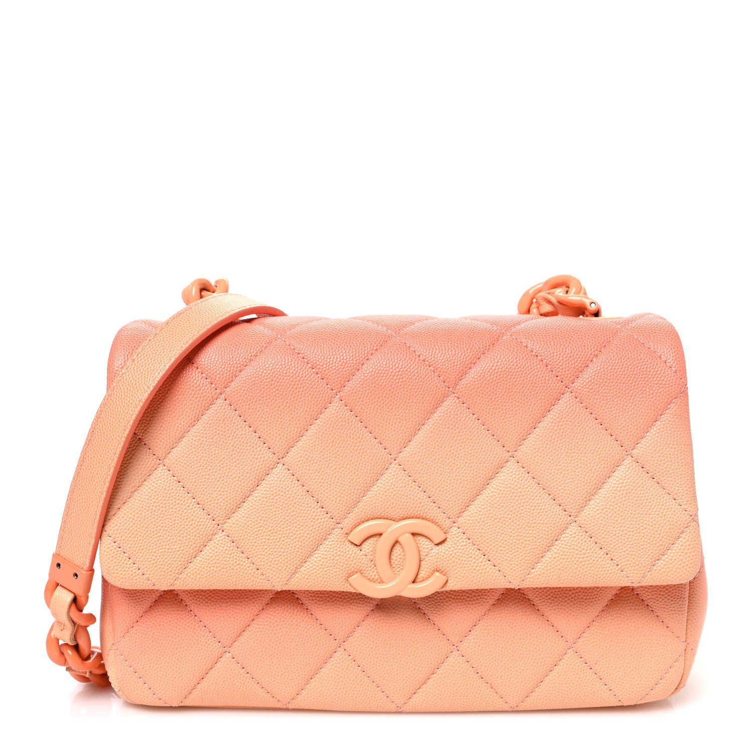 Chanel Shaded Caviar Quilted My Everything Flap Orange Light Orange