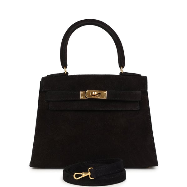 Hermes Vintage Hermes Kelly Sellier 20 Black Doblis Gold Hardware