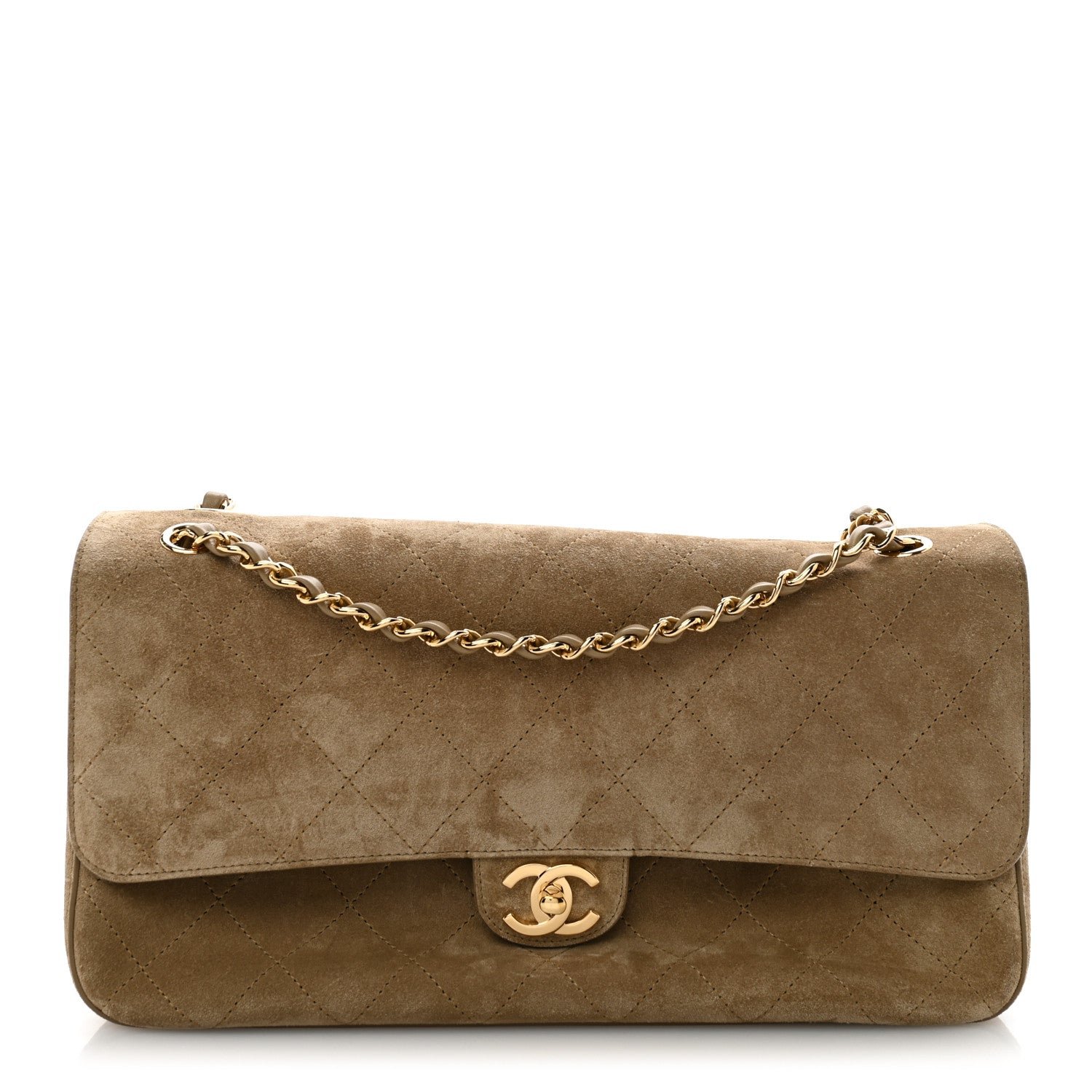Chanel Suede Calfskin Small Souplissimo Maxi Flap Dark Beige
