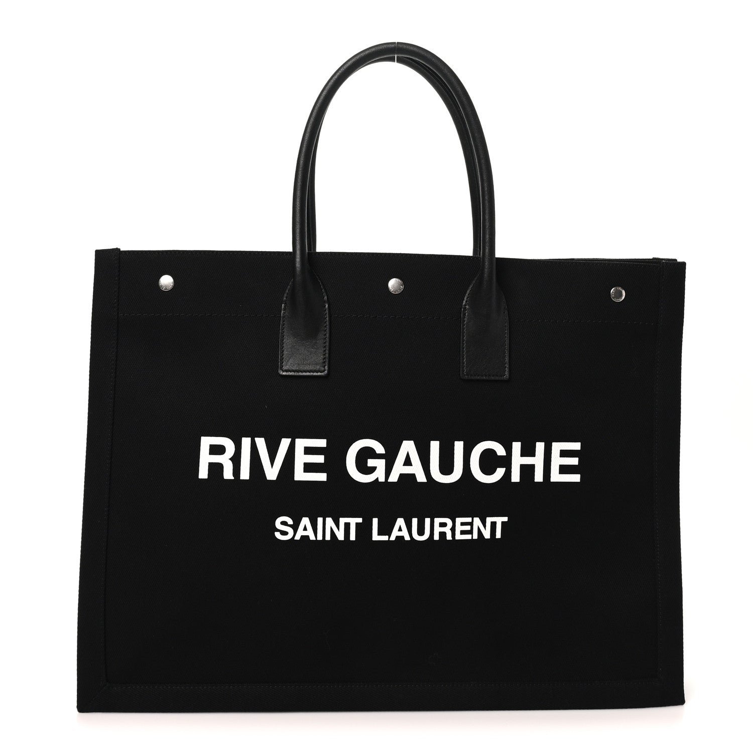 Saint Laurent Linen Calfskin Rive Gauche Tote Black