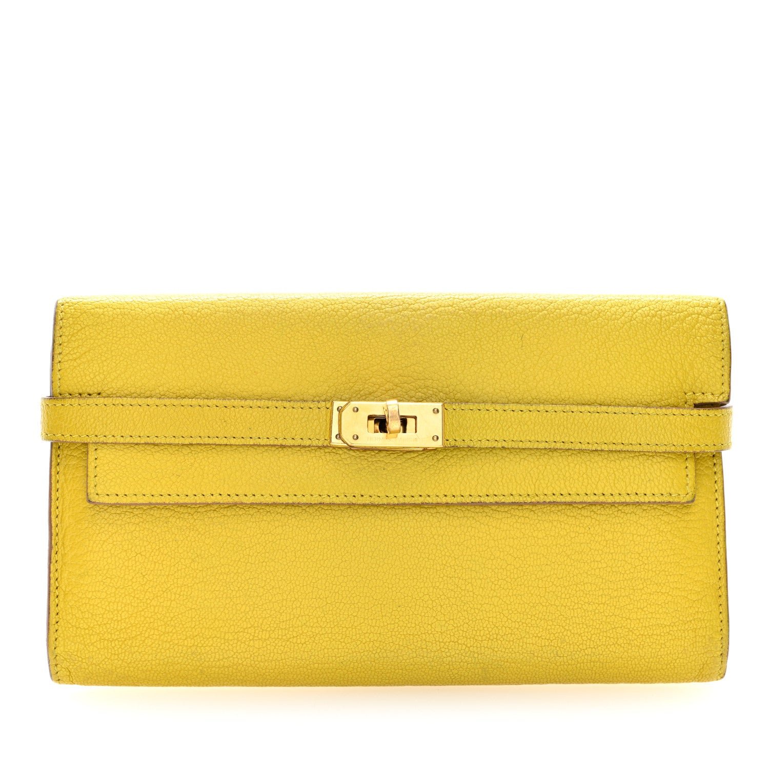 Hermes Chevre Mysore Kelly Longue Wallet Cumin