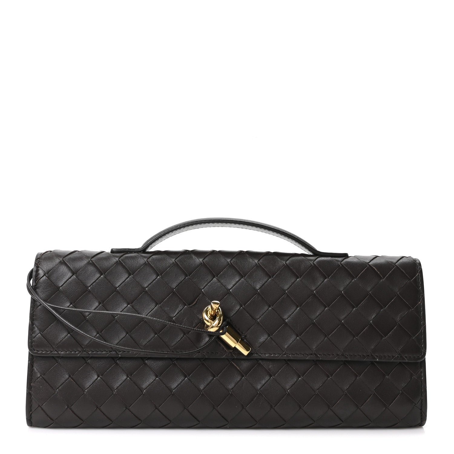 Bottega Veneta Nappa Intrecciato Long Andiamo Top Handle Clutch Fondant