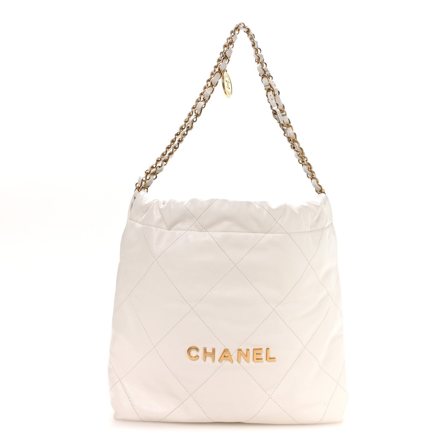 Chanel Shiny Calfskin Quilted Small Chanel 22 White