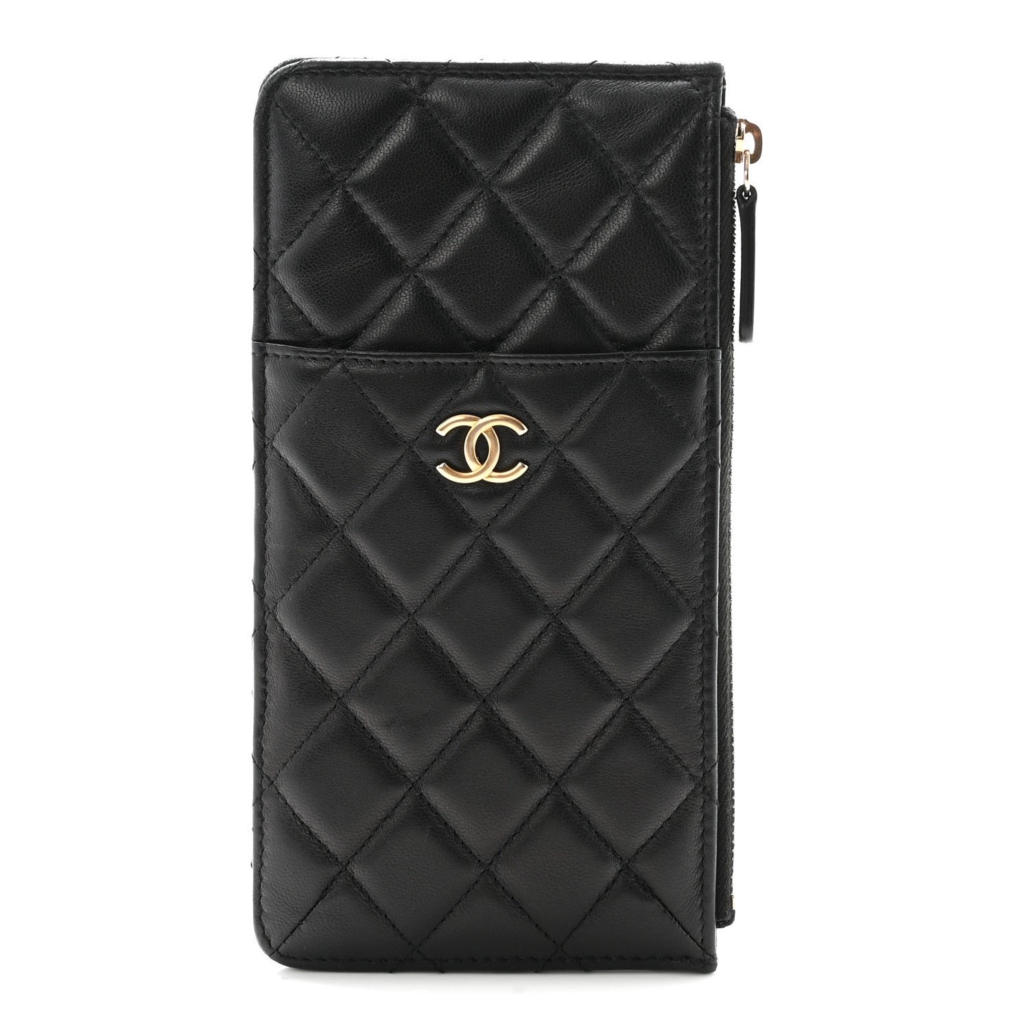 Chanel Chanel Lambskin Quilted Egyptian Amulet Classic Flat Wallet Pouch Black