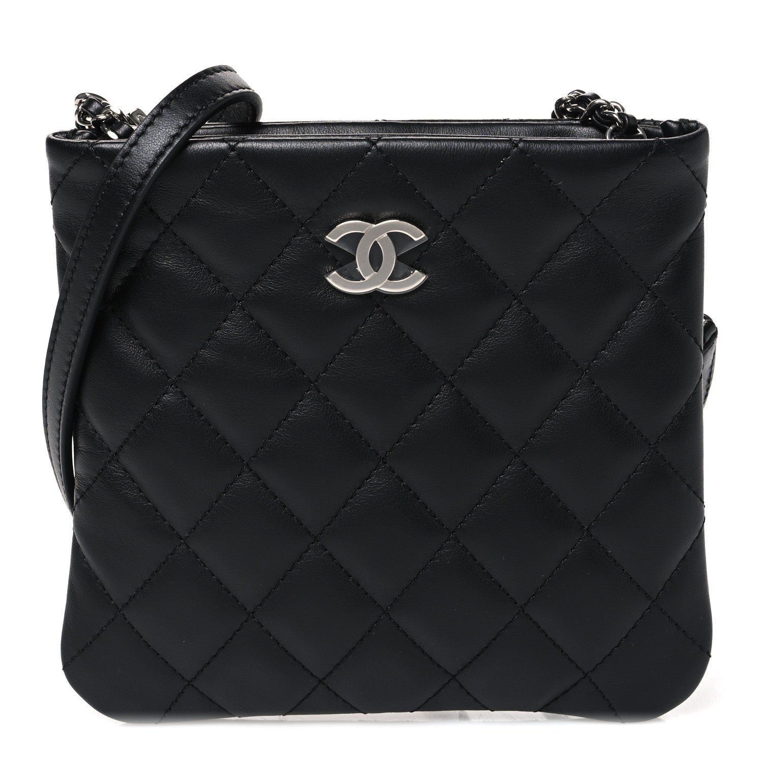 Chanel Lambskin Quilted Uniform Crossbody Bag Black