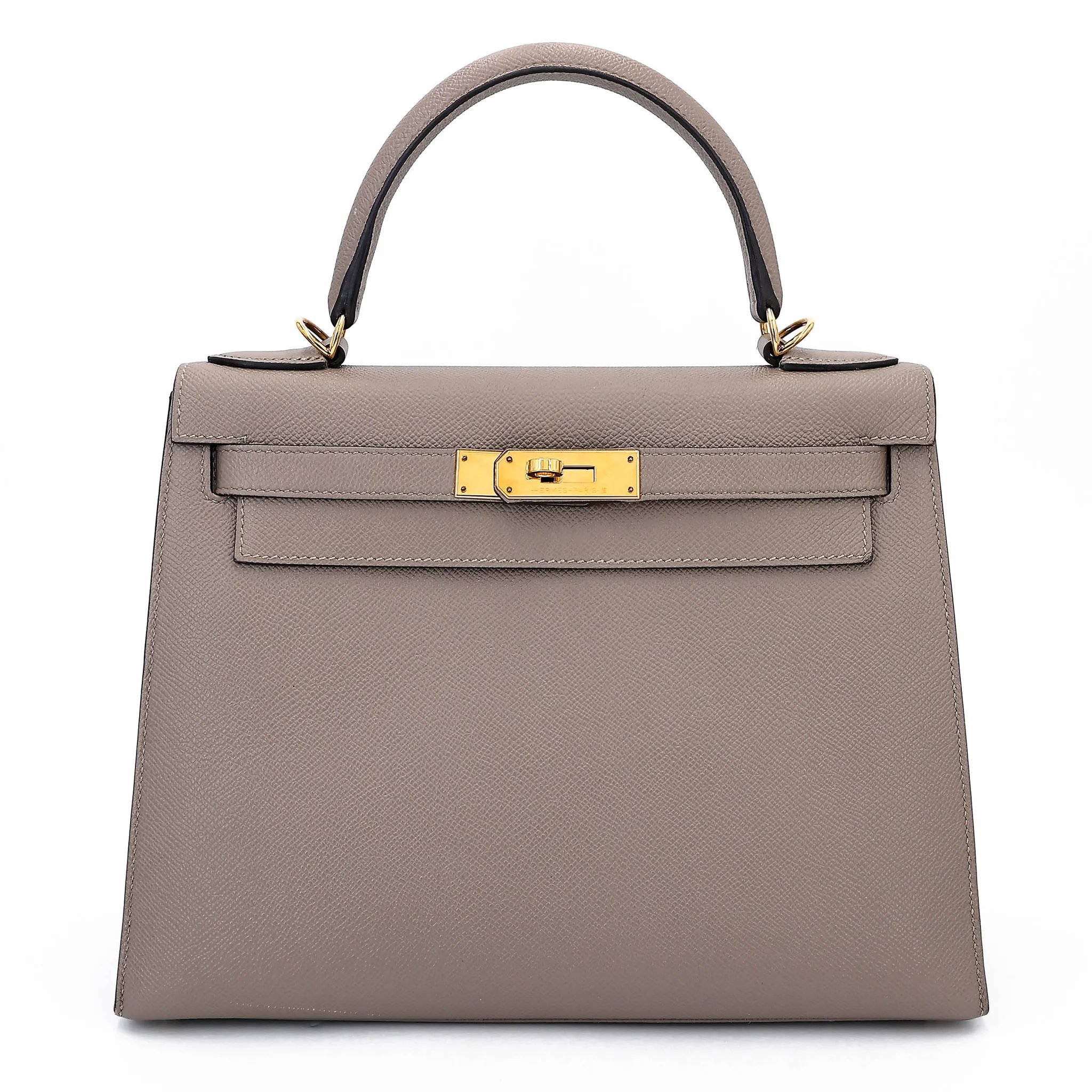 Very Good ( Rank A) HERMÈS Kelly 28 Seliier Gris Asphalte (M8) Epsom Gold hardware C (2018)