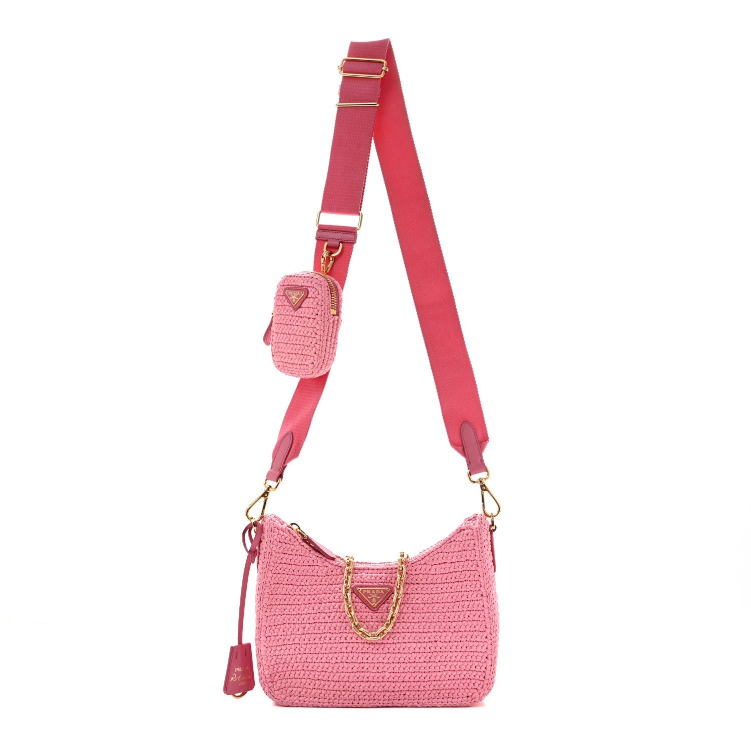 Prada Yarn Raffia Effect Crochet Re-Edition 2005 Shoulder Bag Petalo