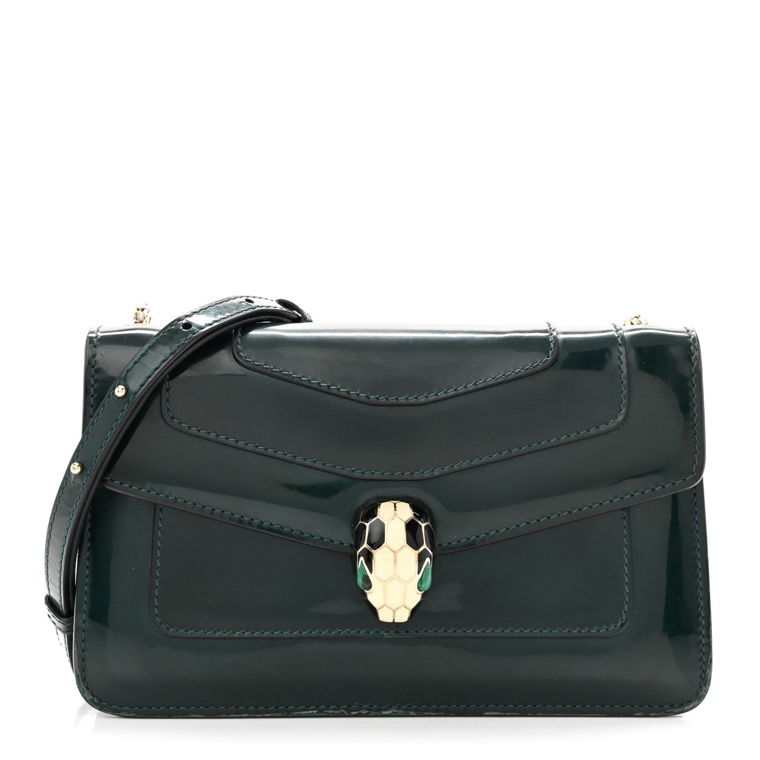 Bvlgari Bulgari Metallic Serpenti Forever Small Shoulder Bag Green