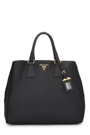 Prada Black Vitello Daino Convertible Tote