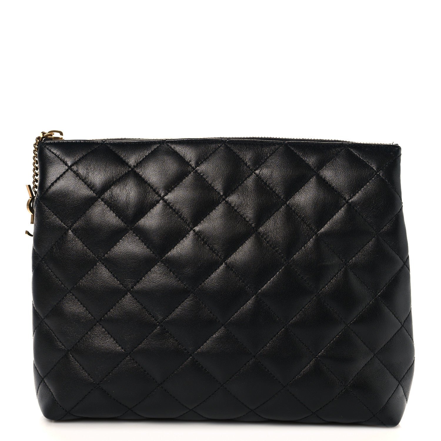Saint Laurent Lambskin Quilted Cassandre Cosmetic Pouch Black