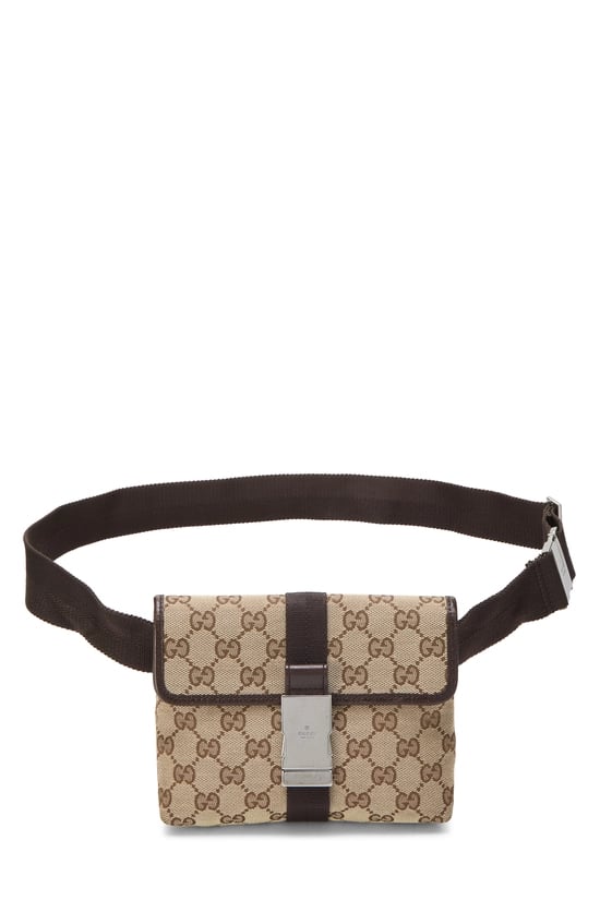 Brown Original GG Canvas Buckle Flap Belt Bag Small