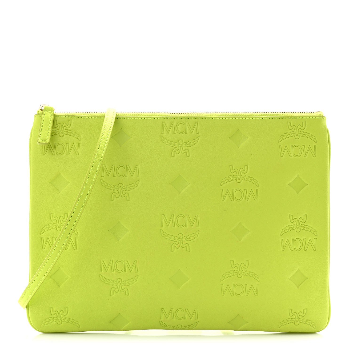 MCM MCM Calfskin Maxi Monogram Crossbody Pouch Green