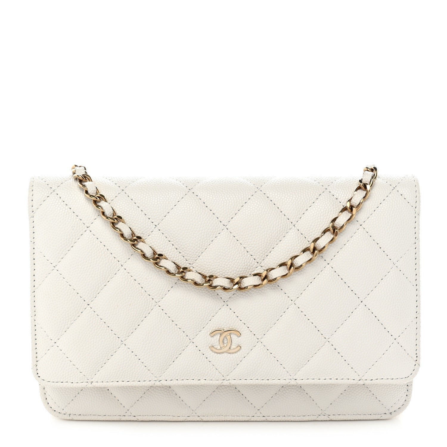 Chanel Caviar Quilted Wallet on Chain WOC White