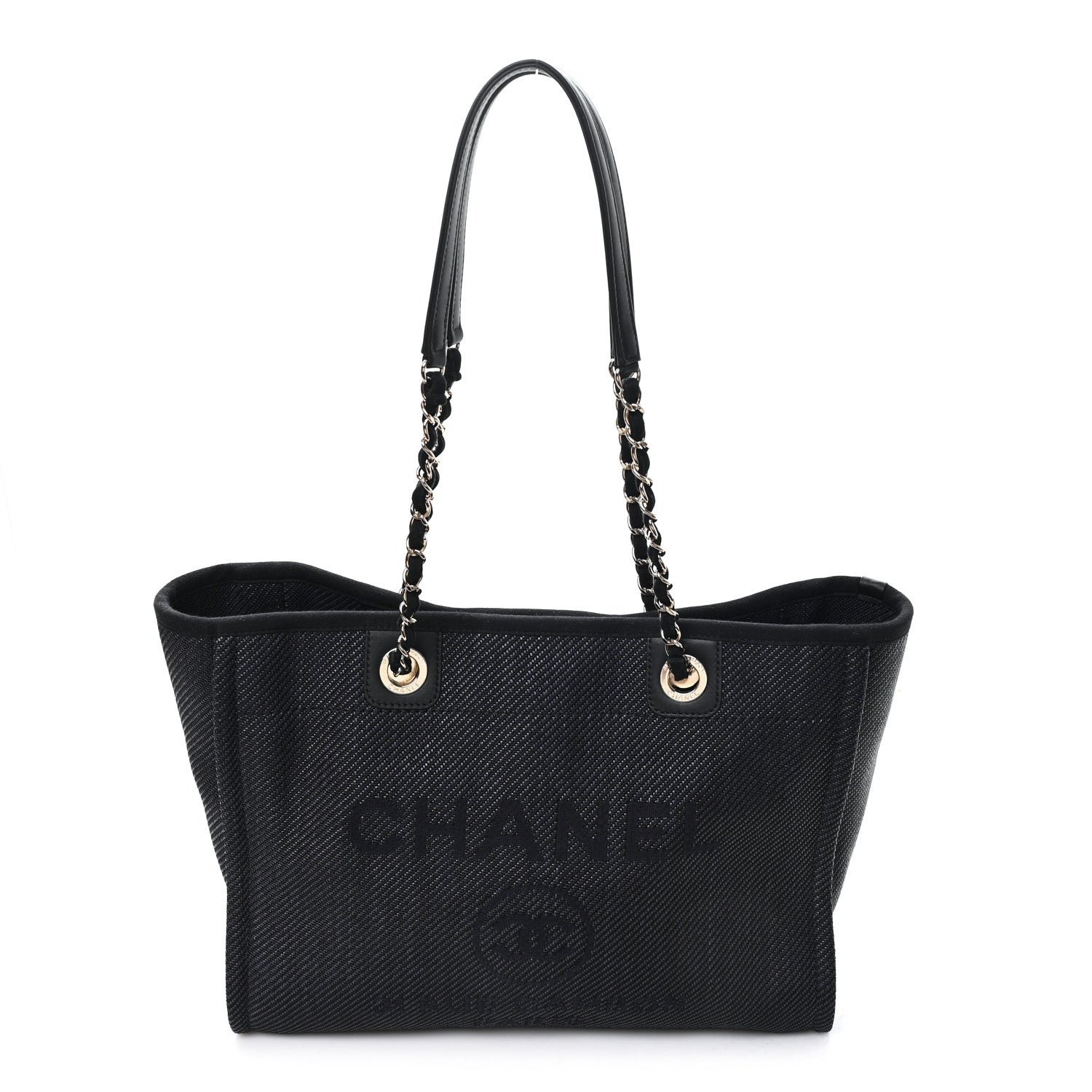 Mixed Fibers Calfskin Small Deauville Tote Black