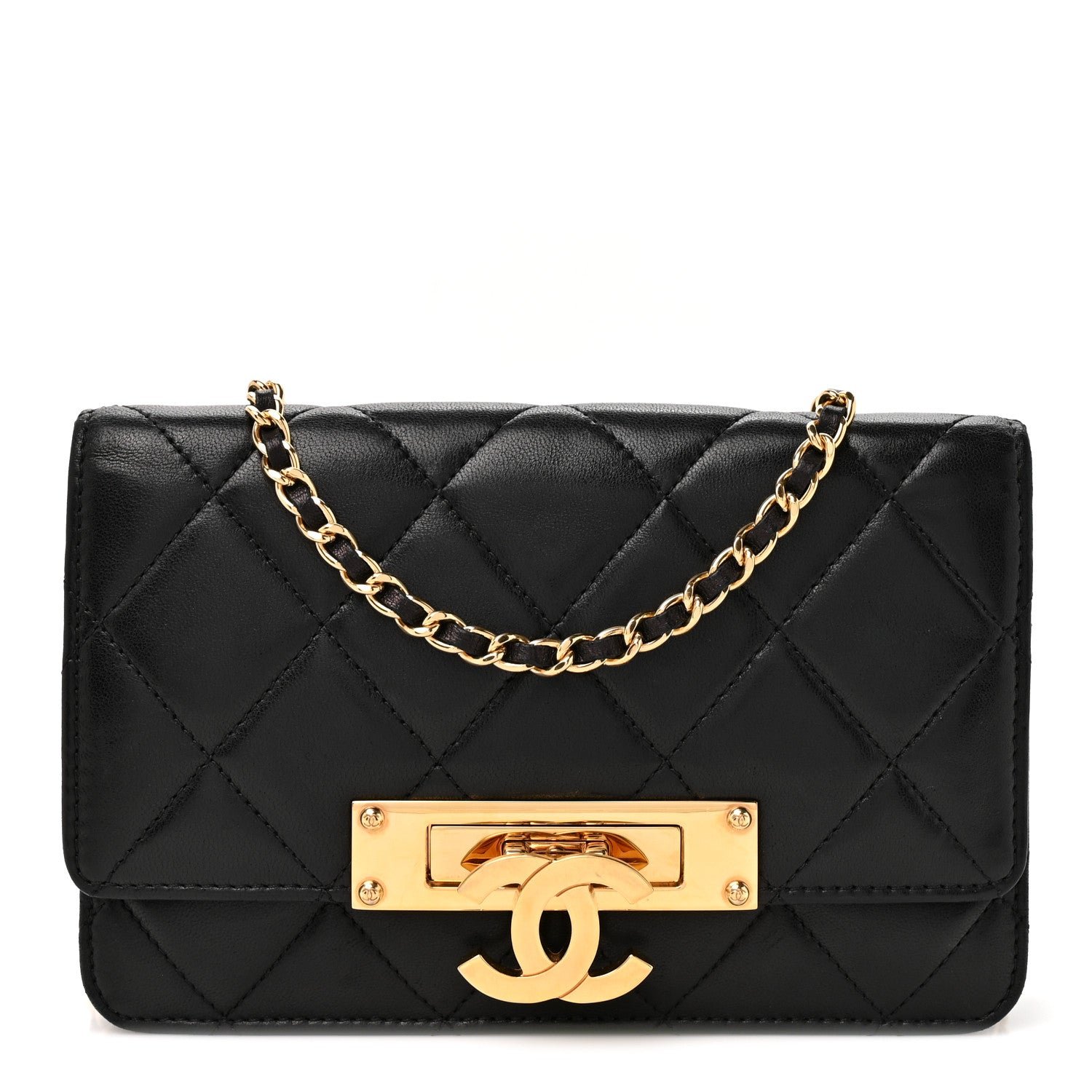 Chanel Lambskin Quilted Golden Class Wallet on Chain WOC Black