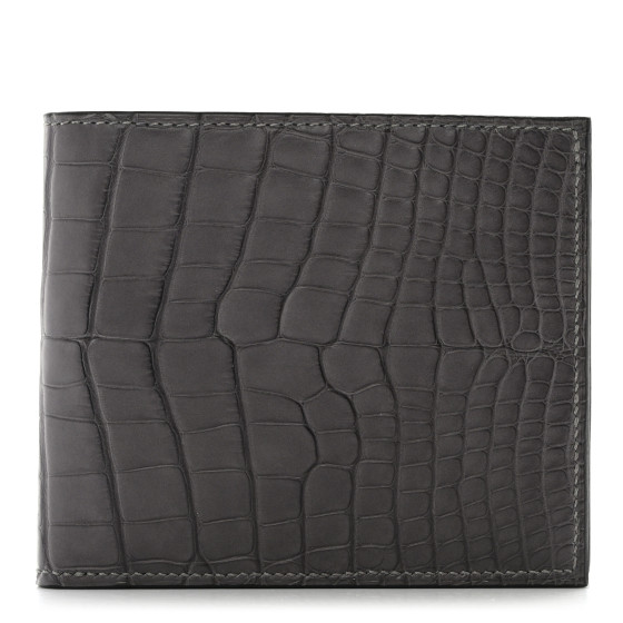 Hermes Matte Alligator MC2 Copernic Compact Wallet Graphite