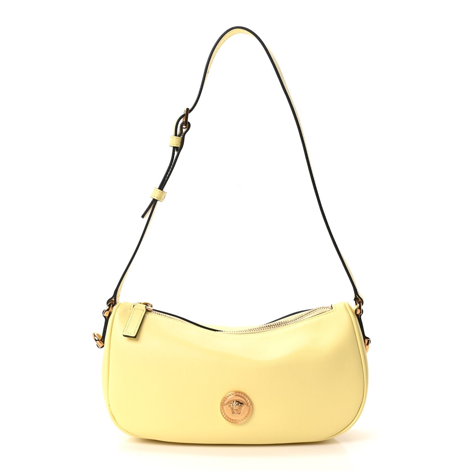Versace Calfskin La Medusa Shoulder Bag Pale Yellow
