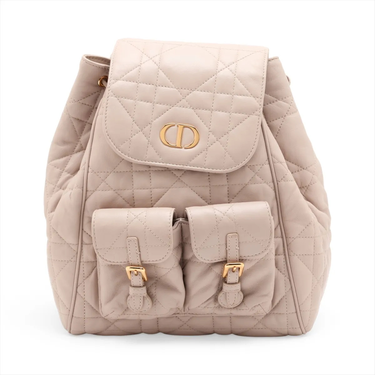 Christian Dior Cannage Caro Leather Backpack Beige Lucky star
