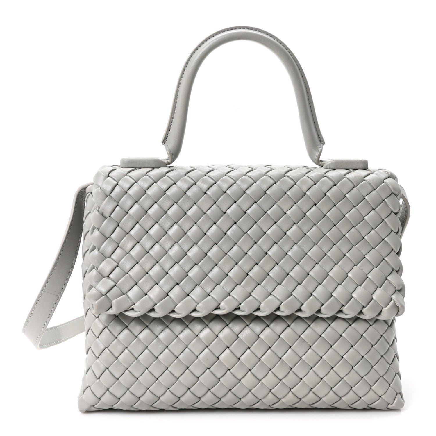 Bottega Veneta Nappa Intrecciato Patti Top Handle Bag Agate Grey