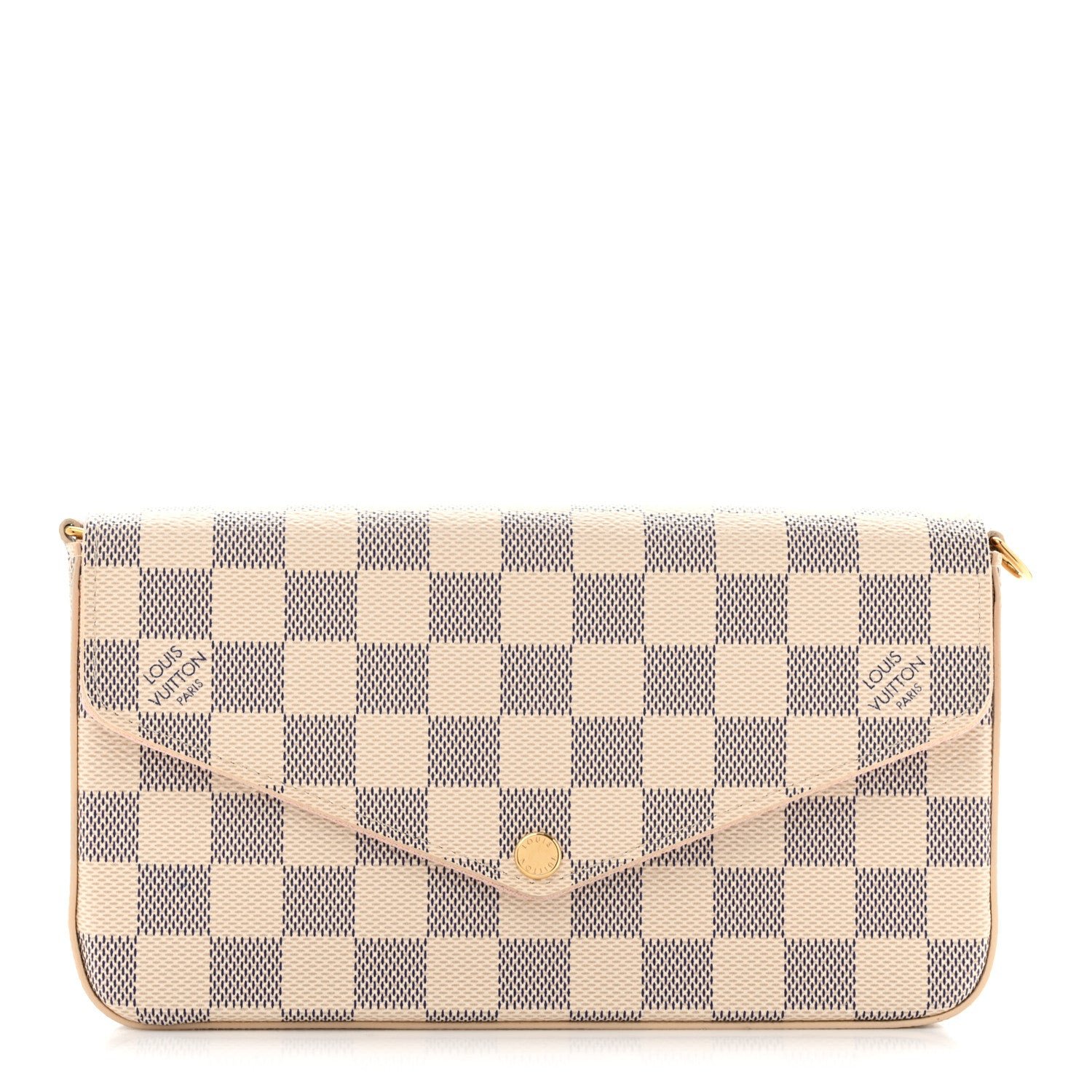 Louis Vuitton Damier Azur Pochette Felicie Chain Wallet Rose Ballerine
