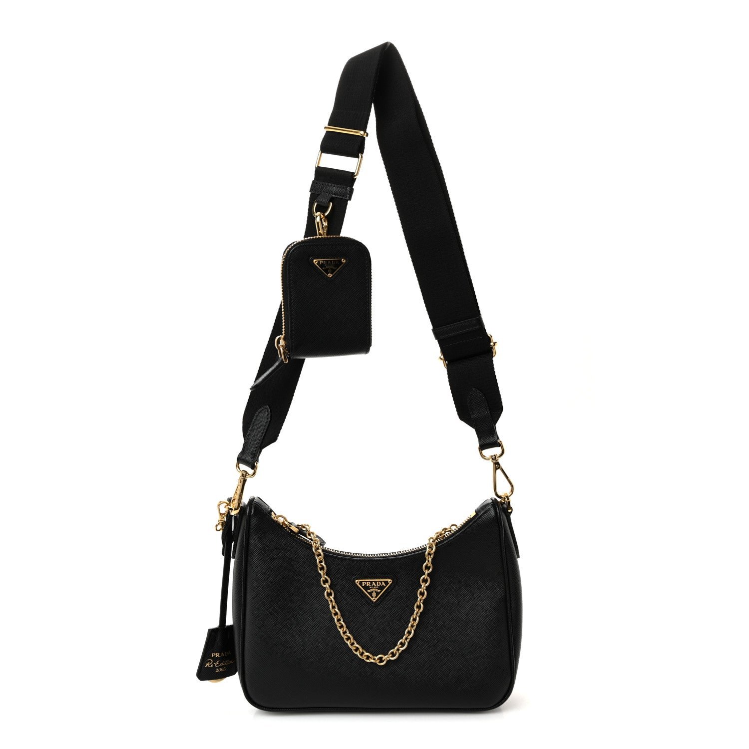 Prada Prada Saffiano Lux Re-Edition 2005 Shoulder Bag Black