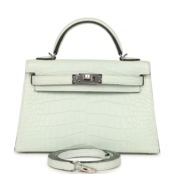 Hermes Hermes Kelly Sellier 20 Vert Peppermint Matte Alligator Palladium Hardware