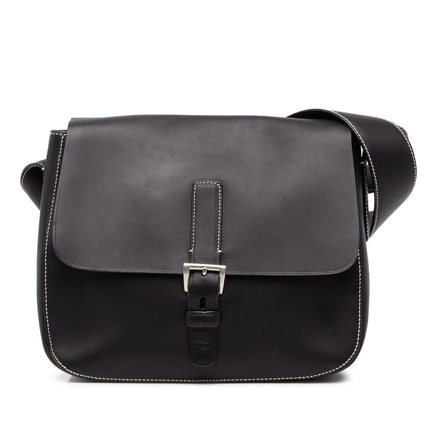 Calfskin Buckle Messenger Bag