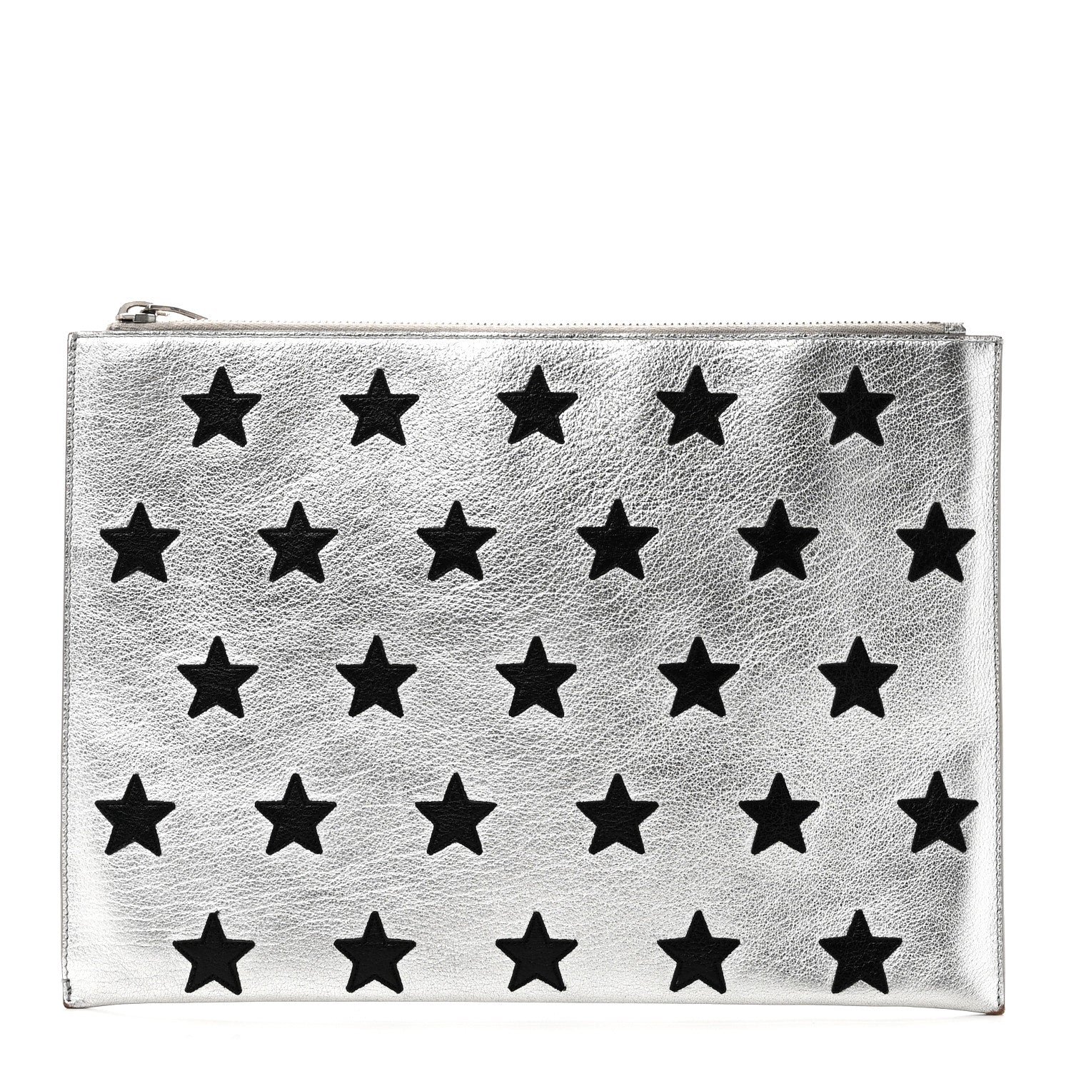 Saint Laurent Calfskin Star Rider iPad Pouch Argento