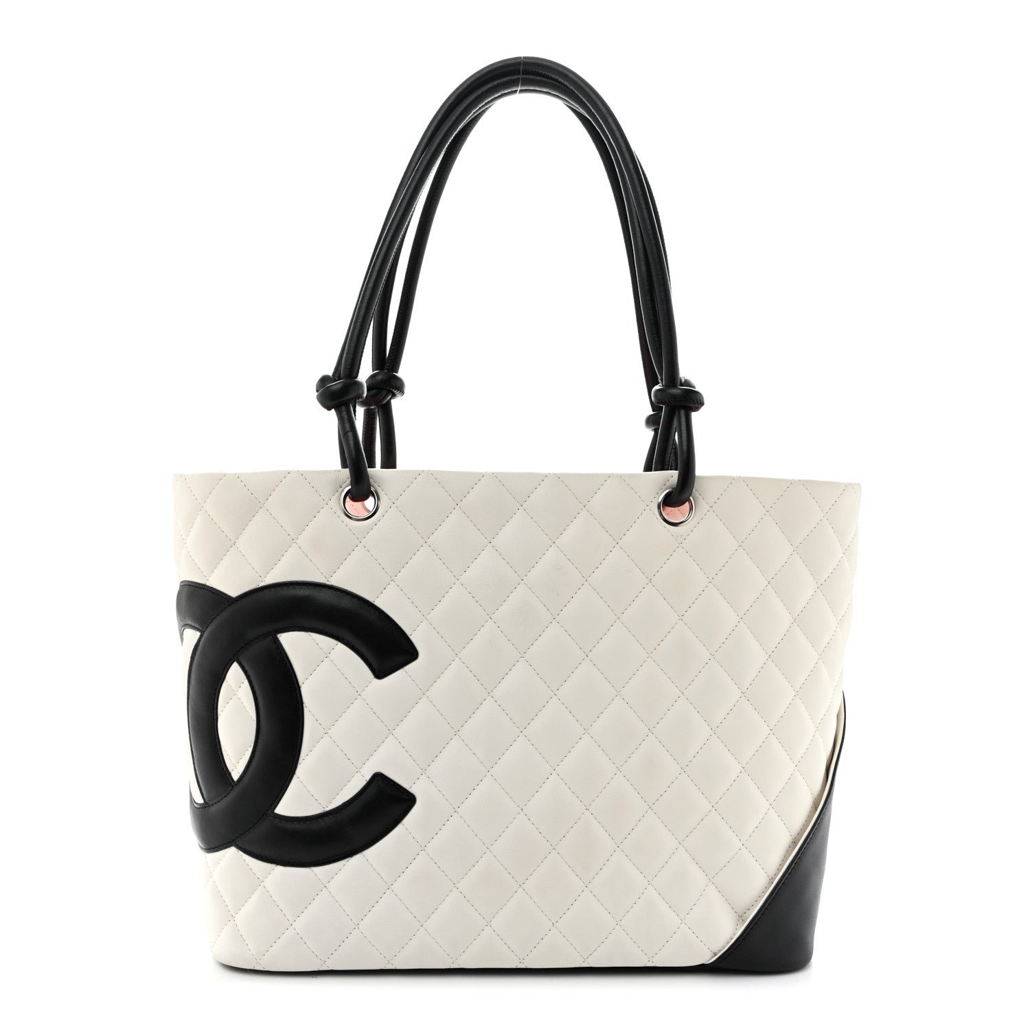 Chanel Calfskin Quilted Large Cambon Tote White Black